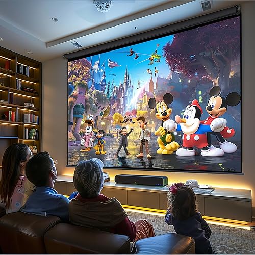 Miniatura 2 de Pantalla de proyector motorizada de 110 pulgadas, pantalla de proyector eléctrica 169 con control remoto, pantalla de cine HD para interiores y