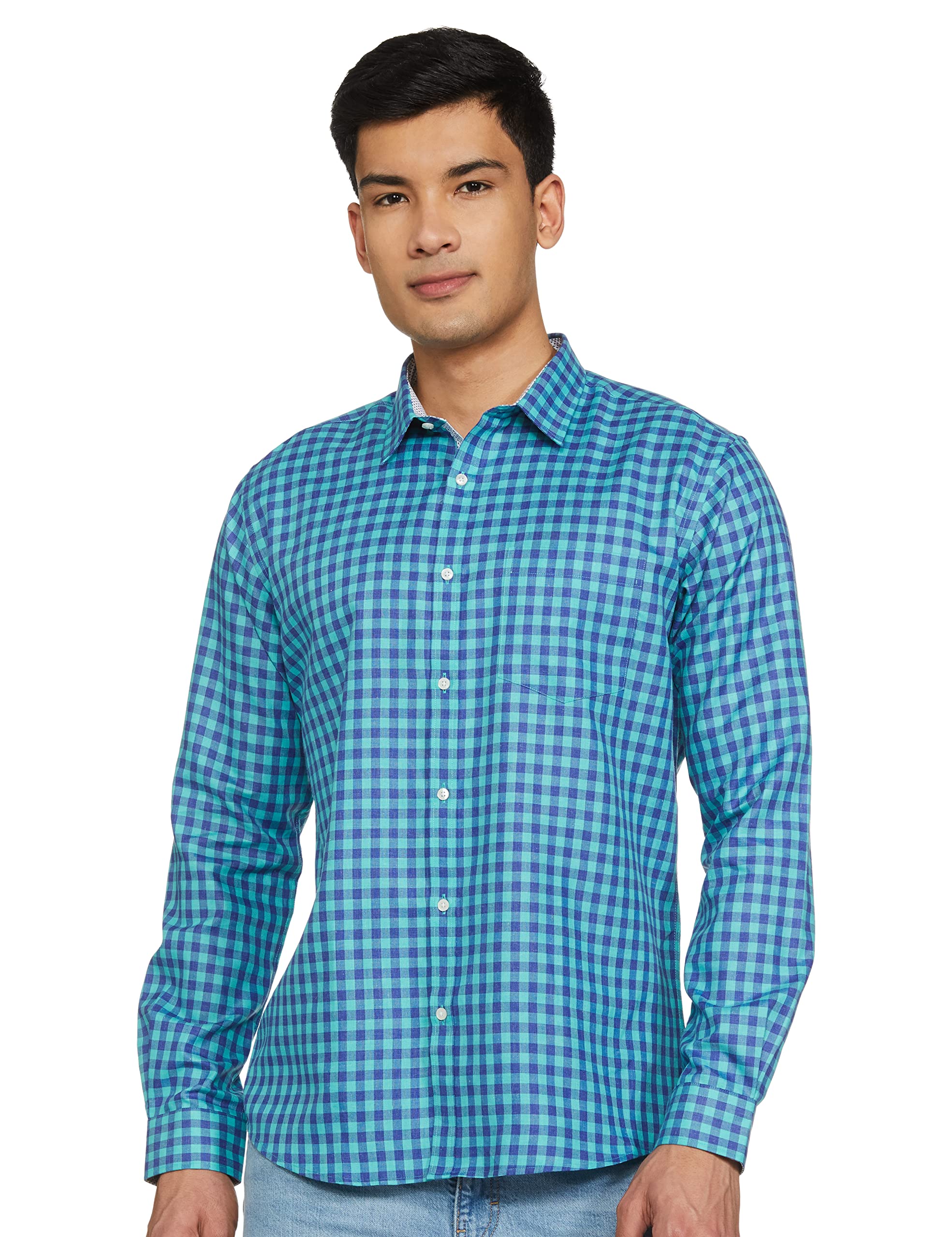 NEXT LOOK Men's Slim Shirt (SMSV01907-N6_Dark Green