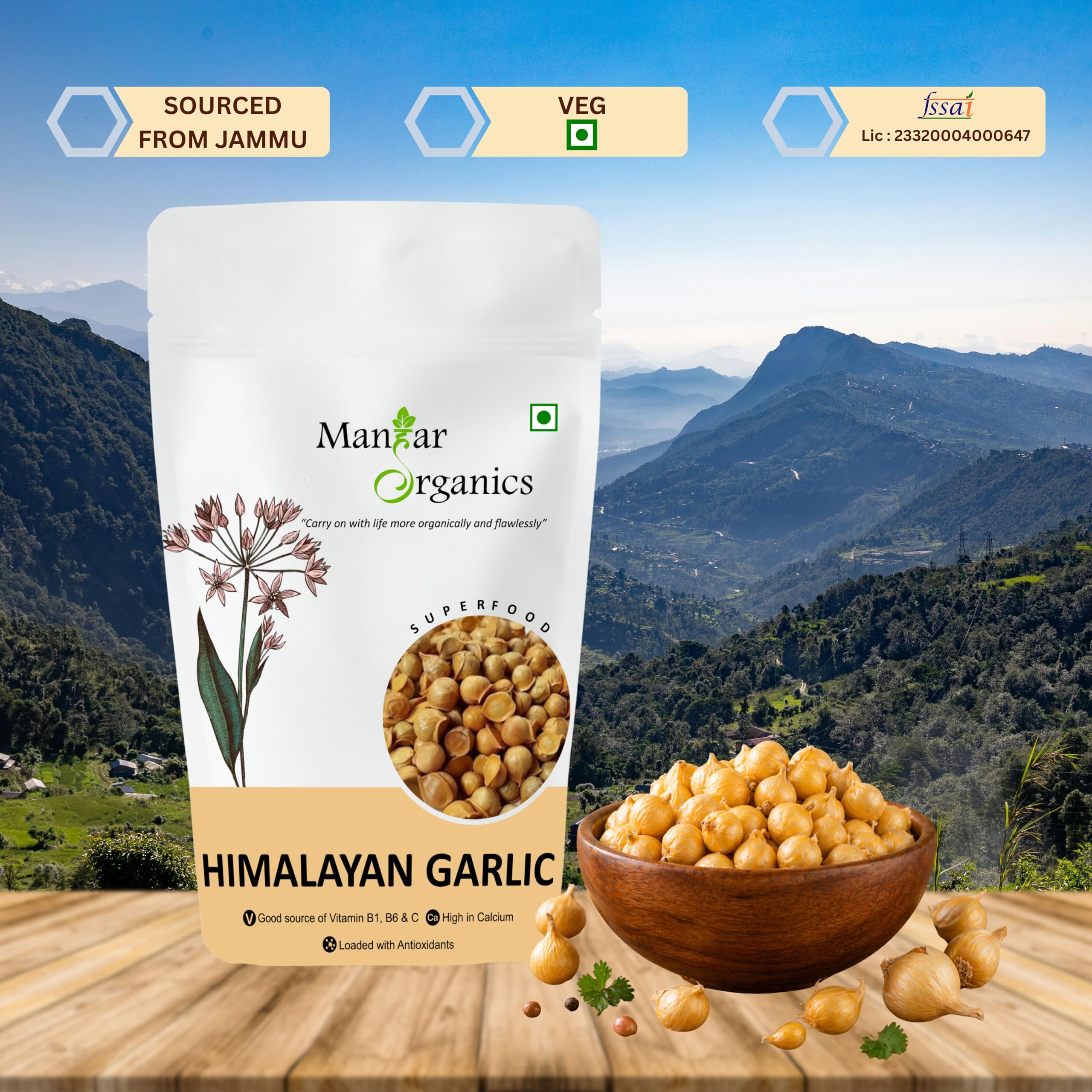ManHar Organics Kashmiri Garlic (Lehsun) 100g | Direct from Farmers | Premium Himalayan Single Clove Garlic | Whole Bulbs 3