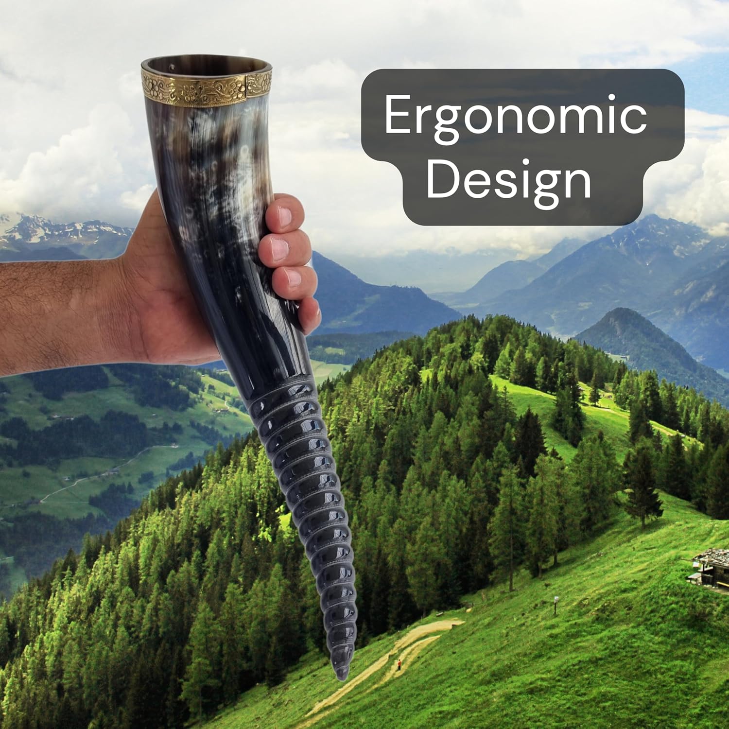 Viking Drinking Horn With Metal Stand and Bottle Opener | Medieval Beer Tankard Mug | 16-18oz Capacity | Quality Horn Cup/Stein | Gift - Image 4