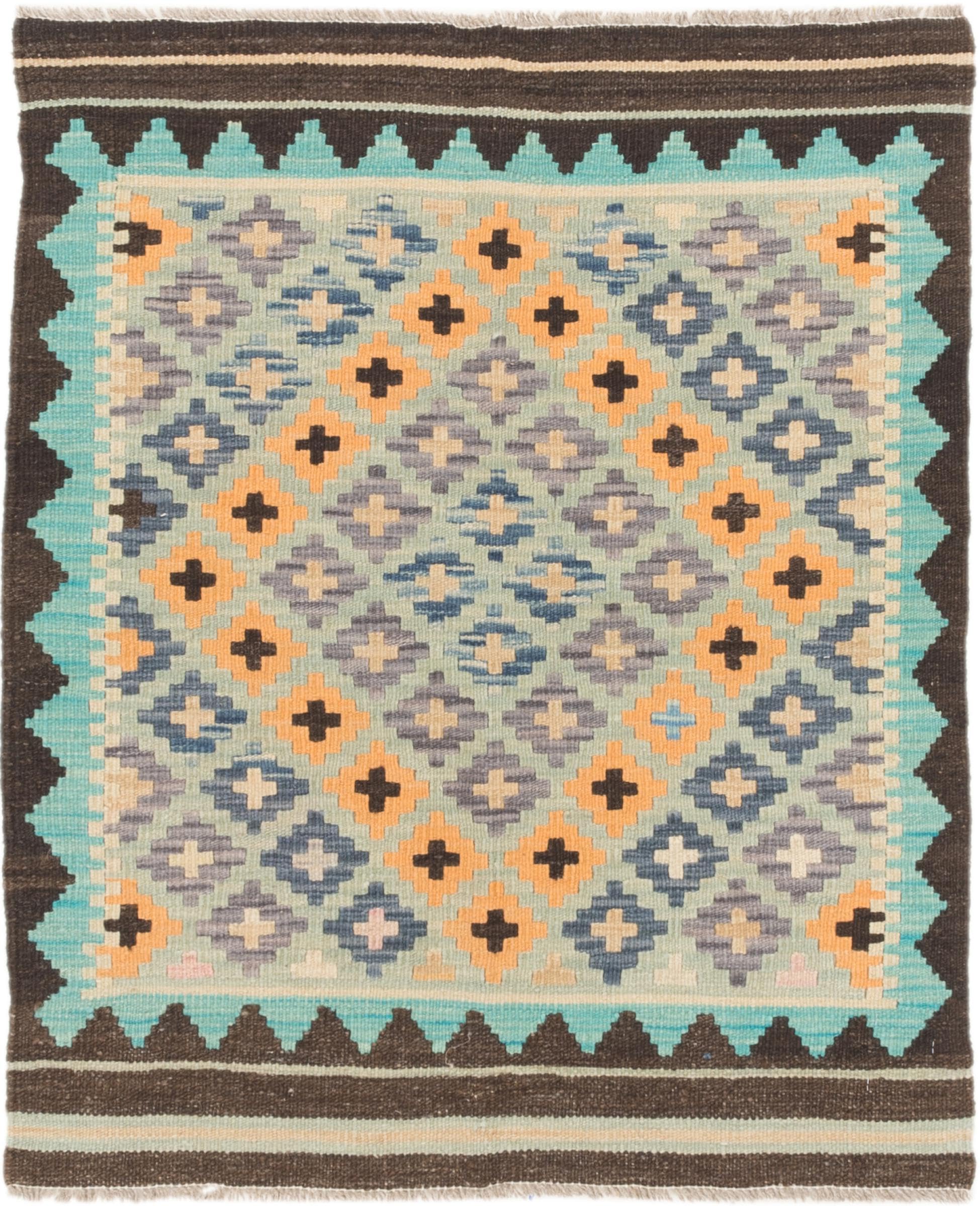 Kilim Afghan 90x107 en pure laine tissé main pour un salon de prestige