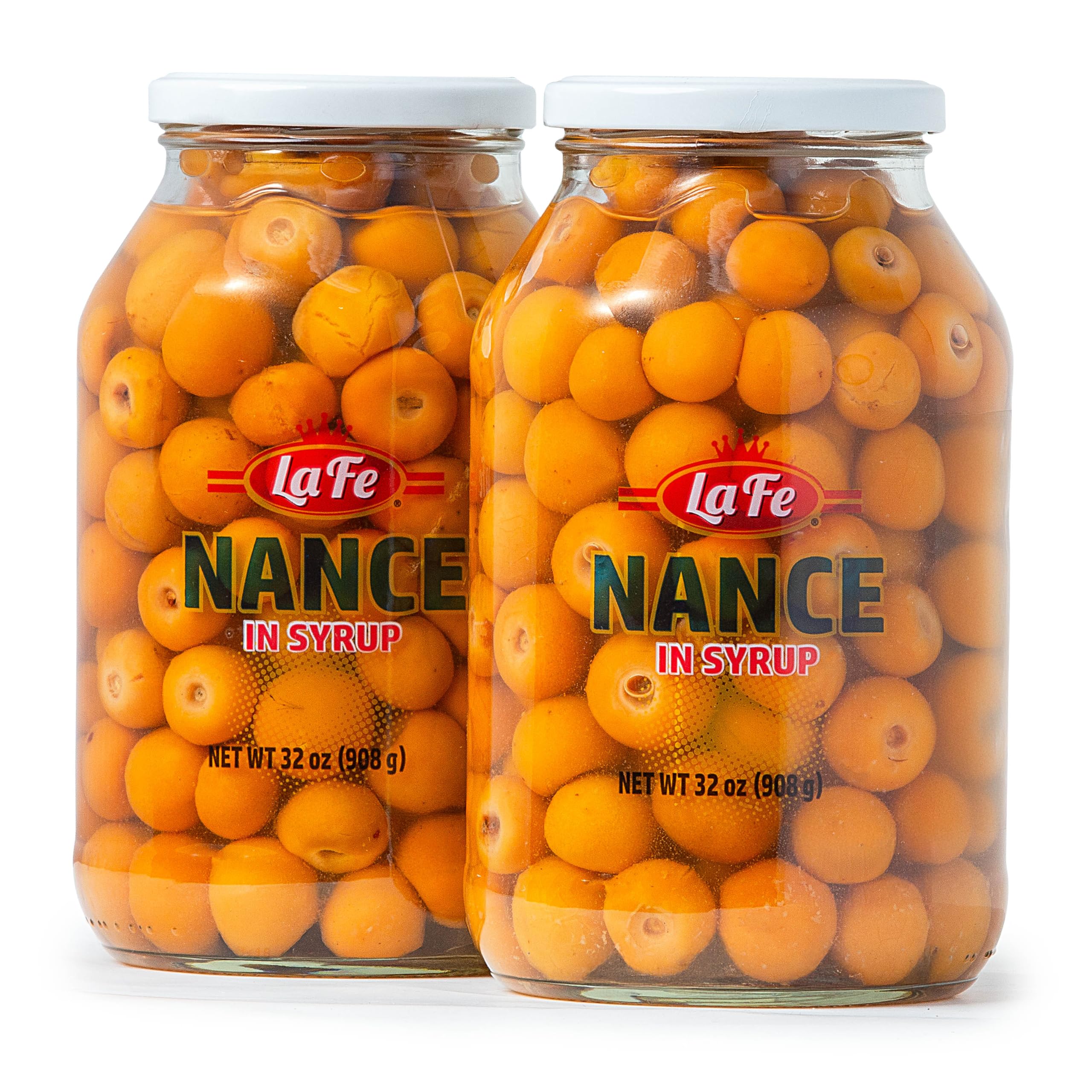 La Fe Conserva Nance in Syrup - Nance Fruitas, Latin American Tropical Fruit, Preserved Exotic Yellow Cherry, Super Fruit Rich in Fiber, Vitamin A & C, Calcium & Iron, 32oz – 2 Pack