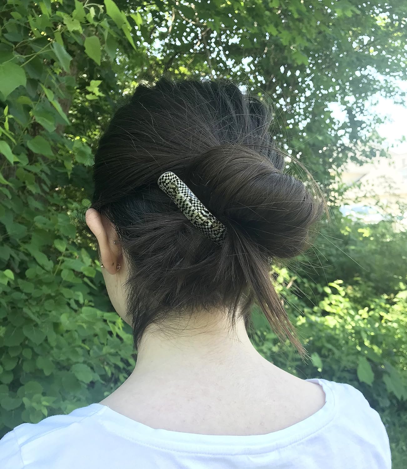 Ficcare Ficcarissimo Hair Clip in Black and Pearl Checkers Small