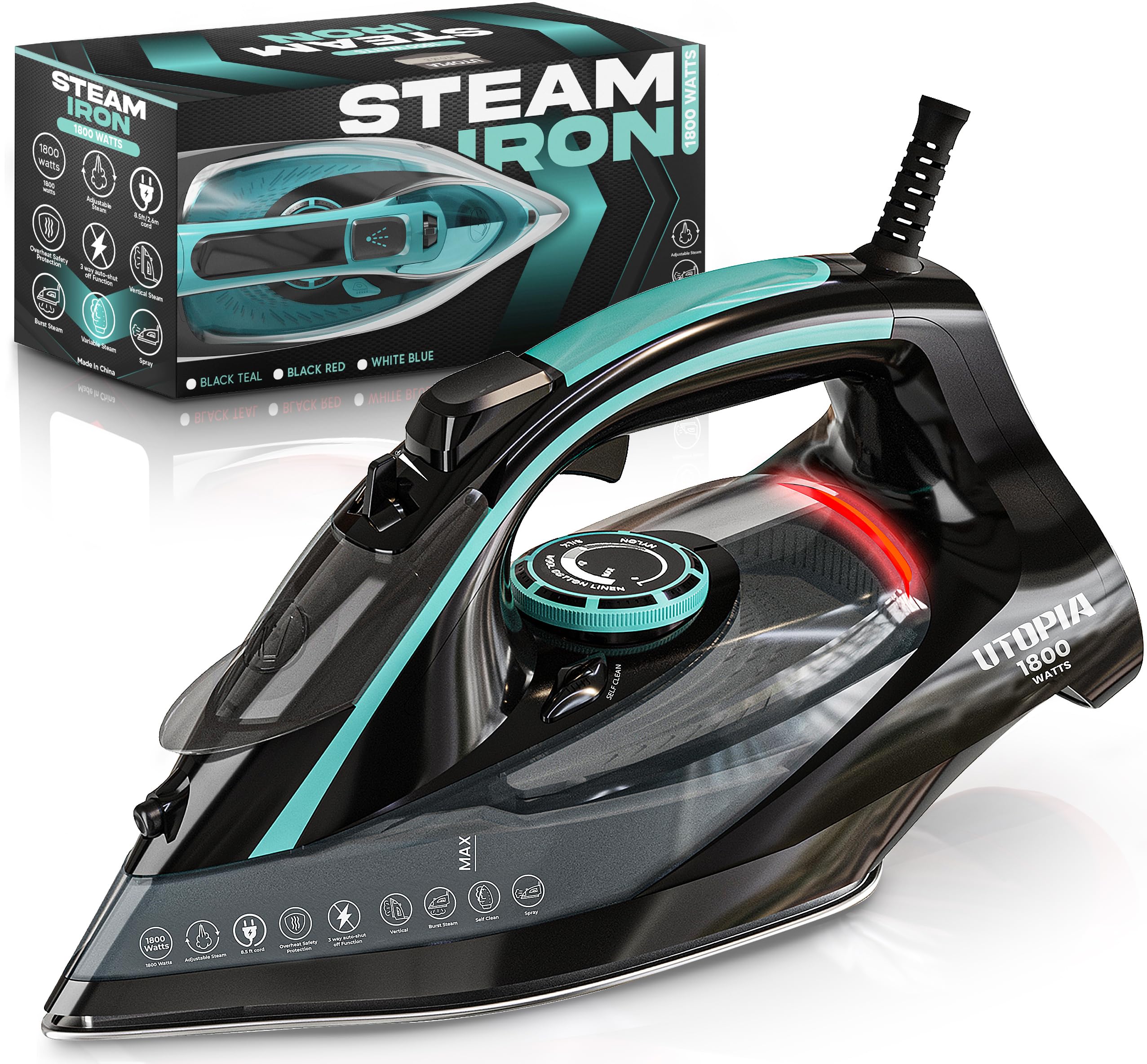 Utopia Home Steam Iron 1800W, Non-Stick Soleplate