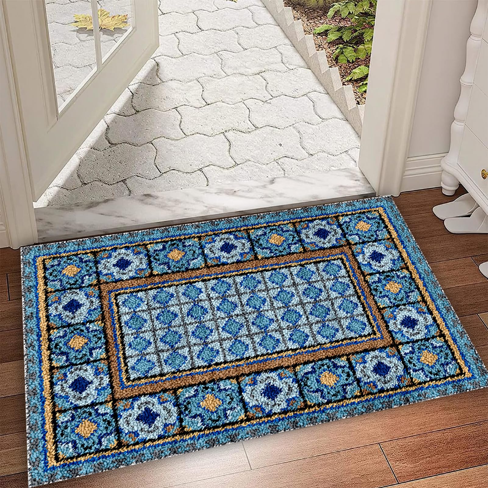 Zestaw haczyków zatrzaskowych dla dorosłych, szydełkowy dywan z haczykiem na haczyki, DIY dywan zestaw do haftowania dla początkujących, zestaw do haftowania DIY dywan, haft krzyżykowy 80 x 115 cm