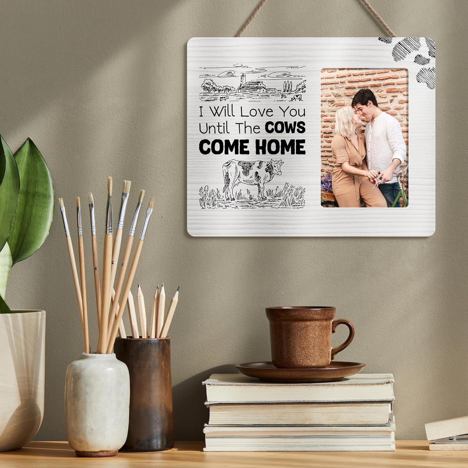 Couples Gifts for Girlfriend Boyfriend, Wedding Picture Frame, I Will Love You Until the Cows Come Home, 4x6 Inch Photo - Image 5