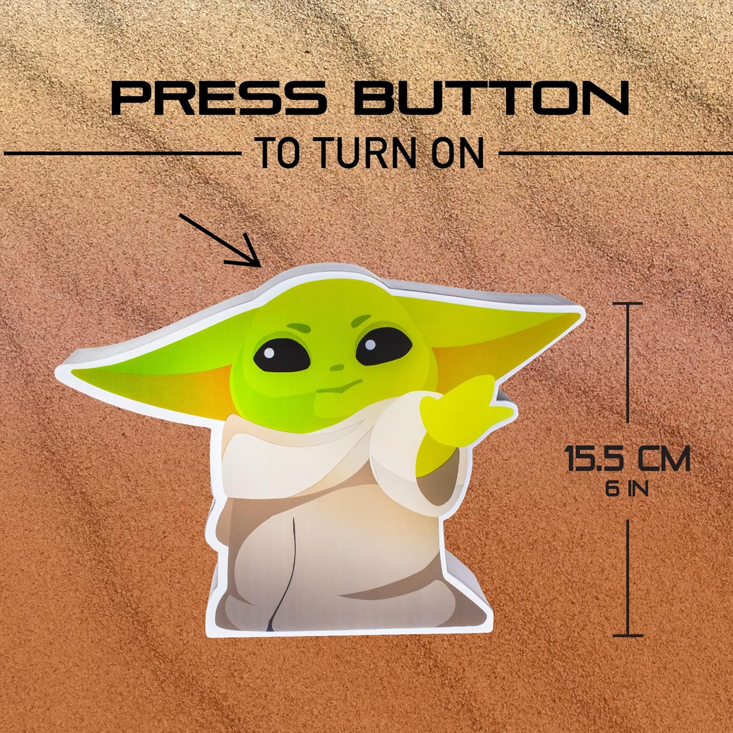 The Mandalorian Baby Yoda Night Light, Grogu The Child Officially Licensed Star Wars Bedroom Decor and Desk Lamp Multicolor