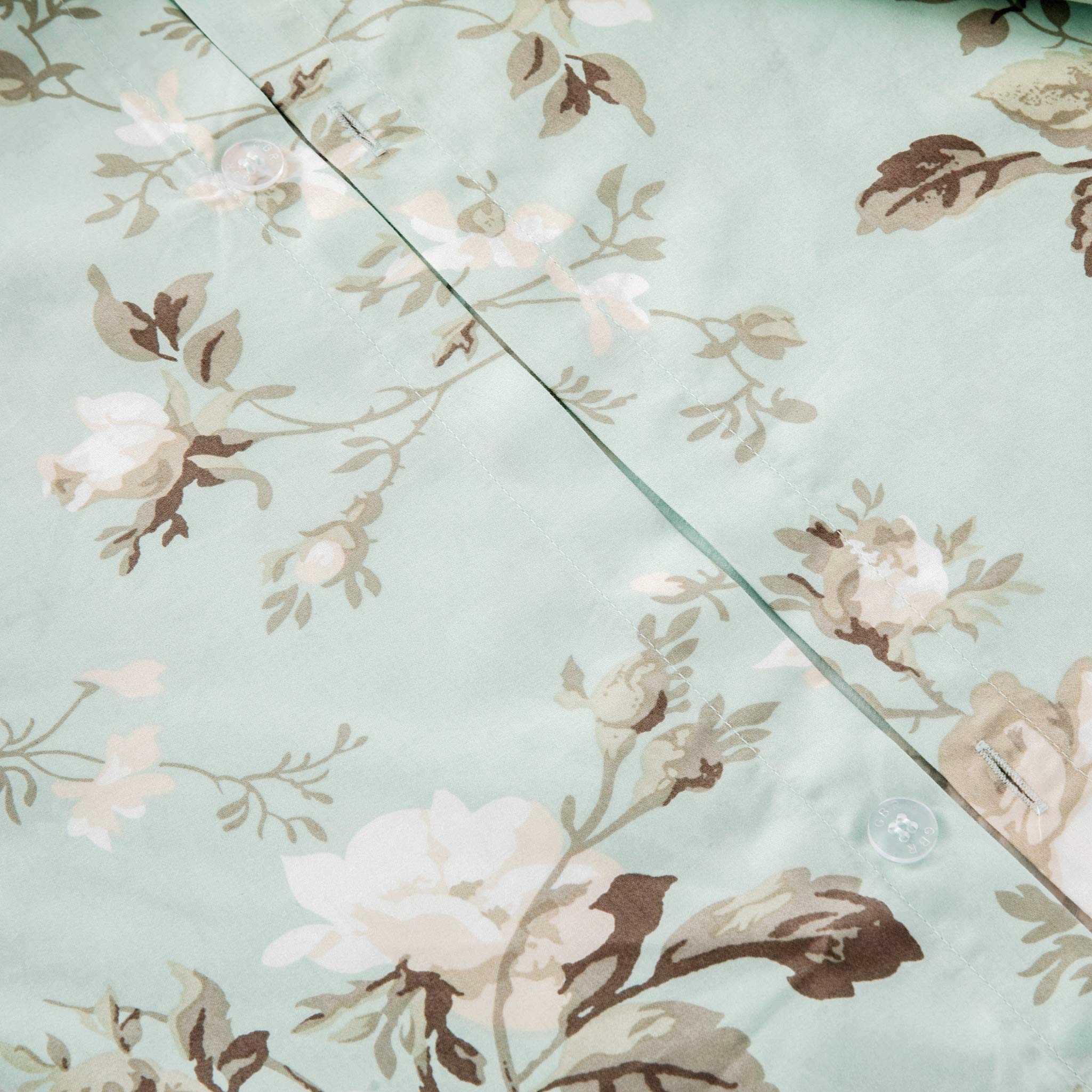 Eikei Shabby Chic Floral Duvet Cover & Pillowcases Set - Cottage Garden Flowers, King Size - French Country Bedding