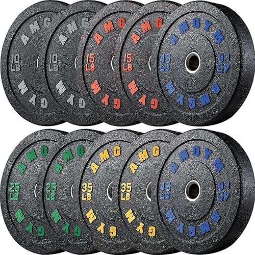 Miniatura 12 de Discos de peso olímpicos de 2 pulgadas y caucho para barras, discos para gimnasio en casa, entrenamiento de fuerza y levantamiento de pesas, 10 a