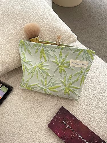 Miniatura 7 de The Summer Swan Bolsa de maquillaje estética grande Bolsa de maquillaje floral Embrague de medio día Bolsa de kit de período Bolsa de higiene