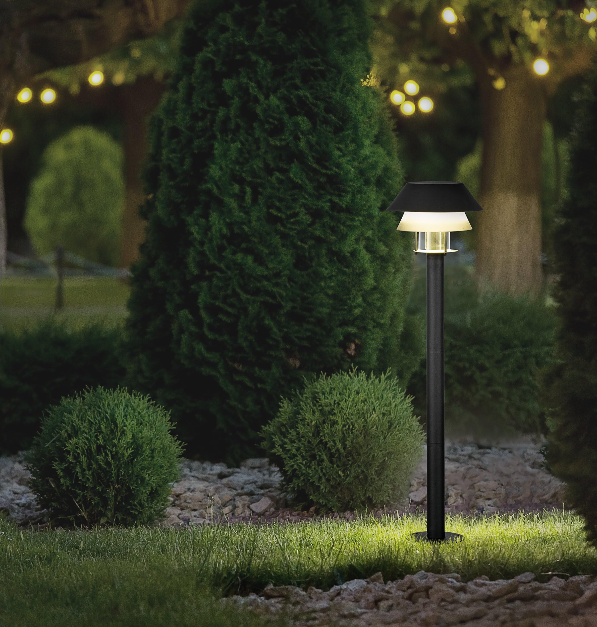 EGLO Chiappera Lámpara de pie para exteriores con casquillo, para jardín | de pie, lámpara para caminos de metal en negro y cristal transparente, con casquillo E27, IP65