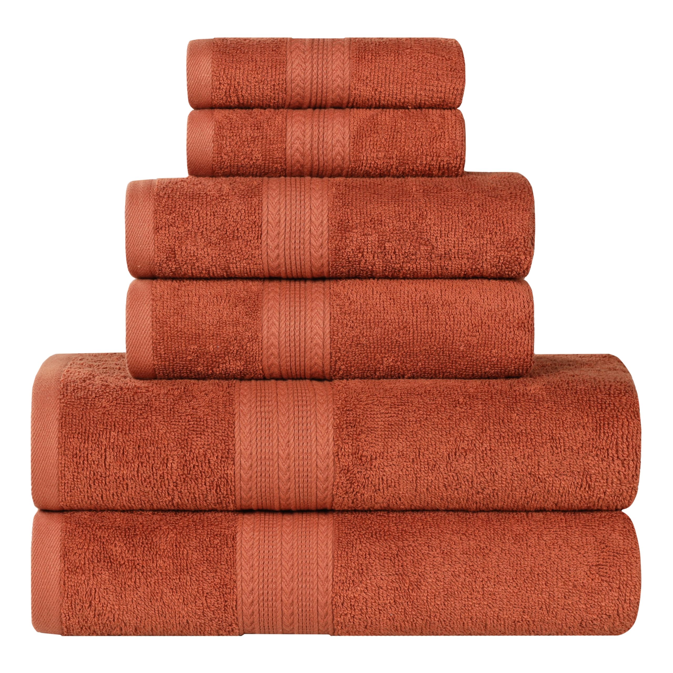 Superior Eco-Friendly Cotton 6-Piece Towel Set Bathroom Shower Spa Large and Small Assorted Towels for Home Apartment Dorm