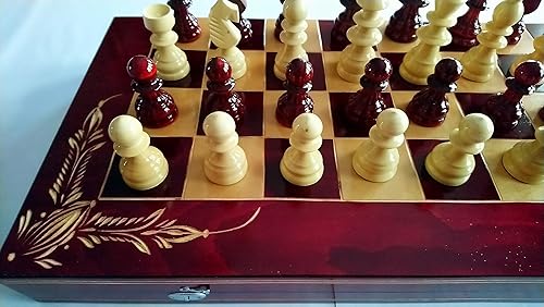 Miniatura 4 de New big huge wooden chess set handmade wooden 25x 25 in chessboard box bordeaux wood chess piece backgammon