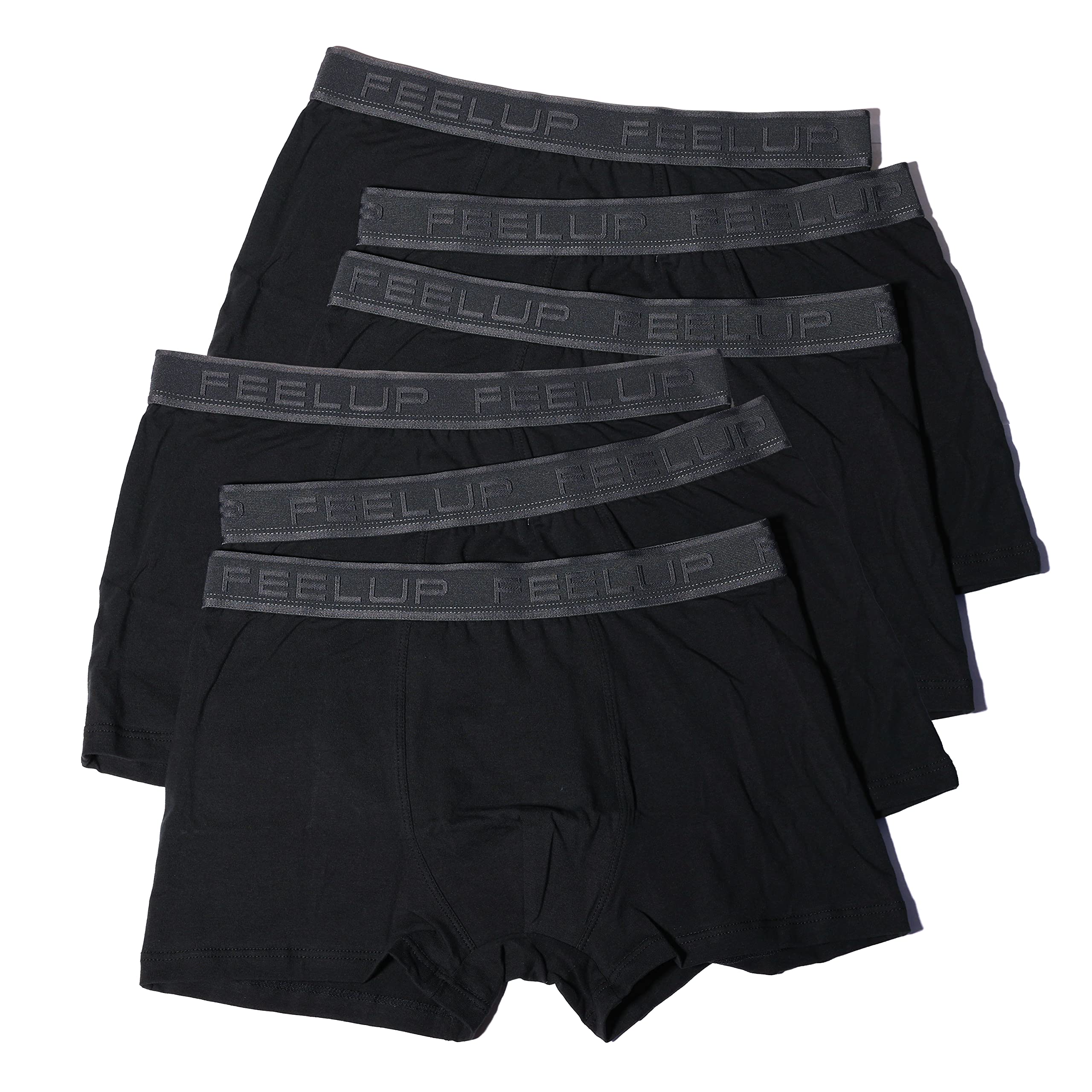 FeelupFeelup Boxer Brief Men’s Cotton underwear Short Trunks Underwear Covered Elastic Waistband 6 pack No Ride-up