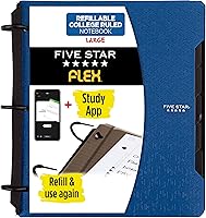 Vista 9 de Five Star Flex - Cuaderno recargable + aplicación de estudio, papel rayado universitario y carpeta de anillos TechLock de 1 pulgada con bolsillos