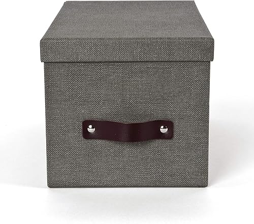 Miniatura 2 de Bigso Silvia Caja de almacenamiento organizacional  Caja de almacenamiento de fotos con mango de cuero para estantes y pilas fácilmente  Cajas de