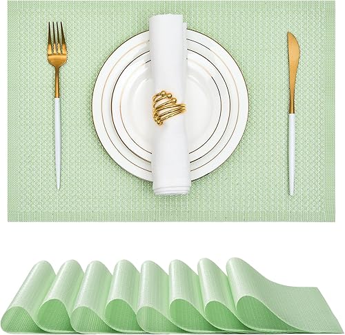 Miniatura 9 de Leetaltree juego de 6 manteles individuales de lentejuelas doradas de lujo - impermeables y lavables para boda, aniversario, uso diario - decoración