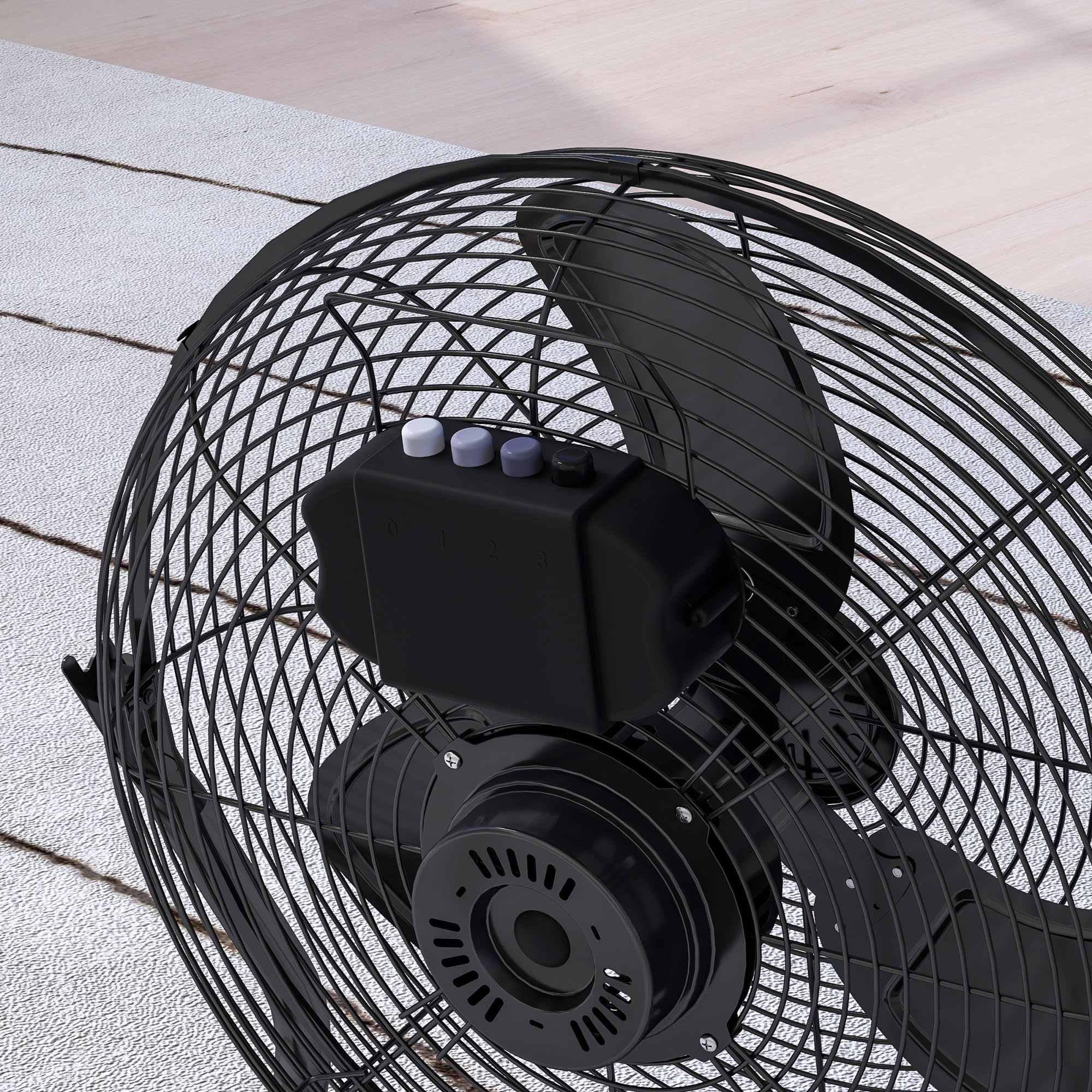 HOMCOM Windmaschine Retro Stil Tischventilator Elektrischer Ventilator mit 3 Geschwindigkeitsstufen, um 120° verstellbarer Winkel Bodenventilator für Zuhause, Büro, Schlafzimmer, Schwarz