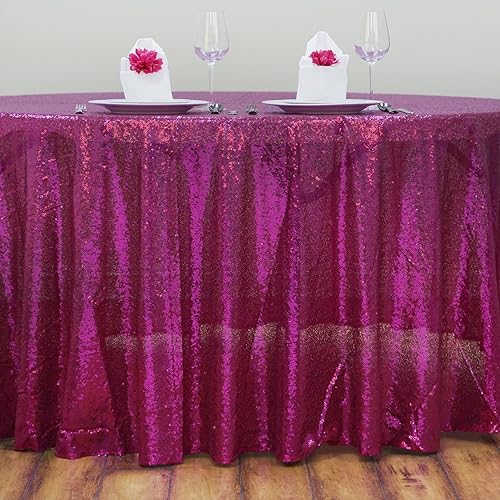 Miniatura 10 de BalsaCircle Mantel redondo de lentejuelas champán de 120 pulgadas para bodas, fiestas, pasteles, postres, eventos, mantelería