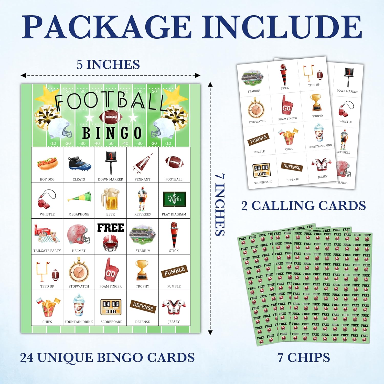 Football Bingo Cards, Sports Theme Summer Party Bingo Cards for Adults, Bingo Games for Birthday Party Soccer Party, 24 Players Party Activity Favor Decoration Supplies, 07