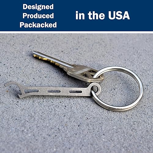 Miniatura 3 de Brew Soldier - Abridor de botellas de cerveza de titanio fino con llavero de acero inoxidable, fabricado en los Estados Unidos (piedra caída)