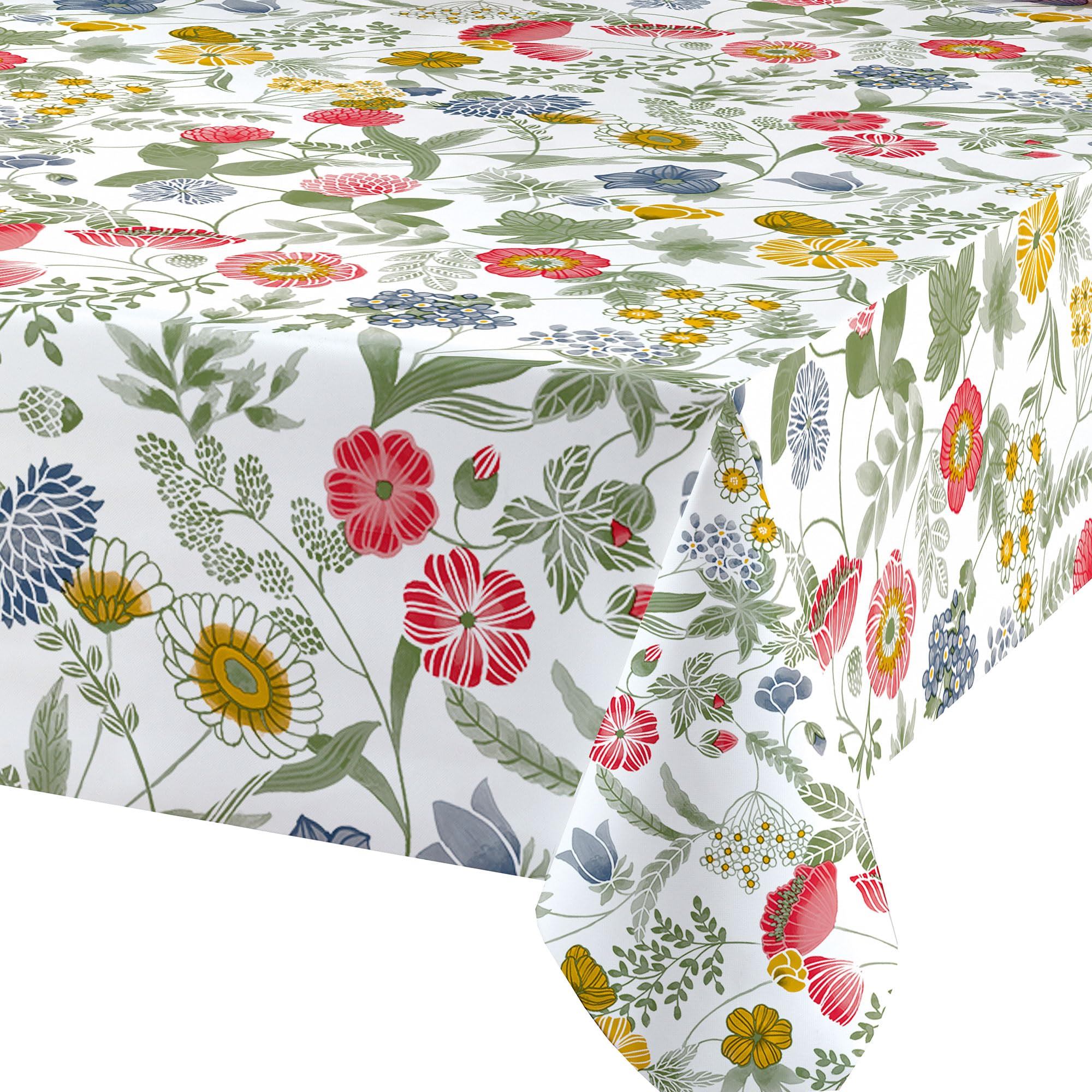 QPC Direct Wild Flowers Multi PVC Oilcloth Table Cover Vinyl Tablecloth, 140 x 250cm Rectangle