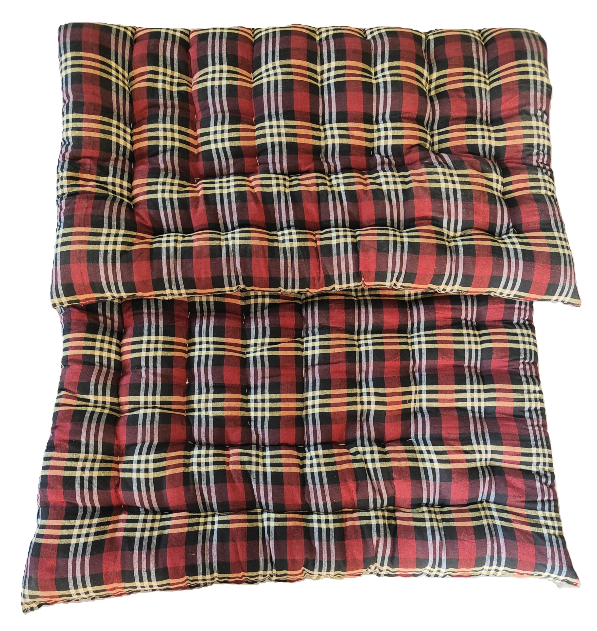 Tanwar Handloom & Pillow House Soft Single Bed Cotton Filled Quilt Mattress Gadda Soft & Reversible (3 x 6 ft or 72 x 36 Inch) 104-Red-image-4