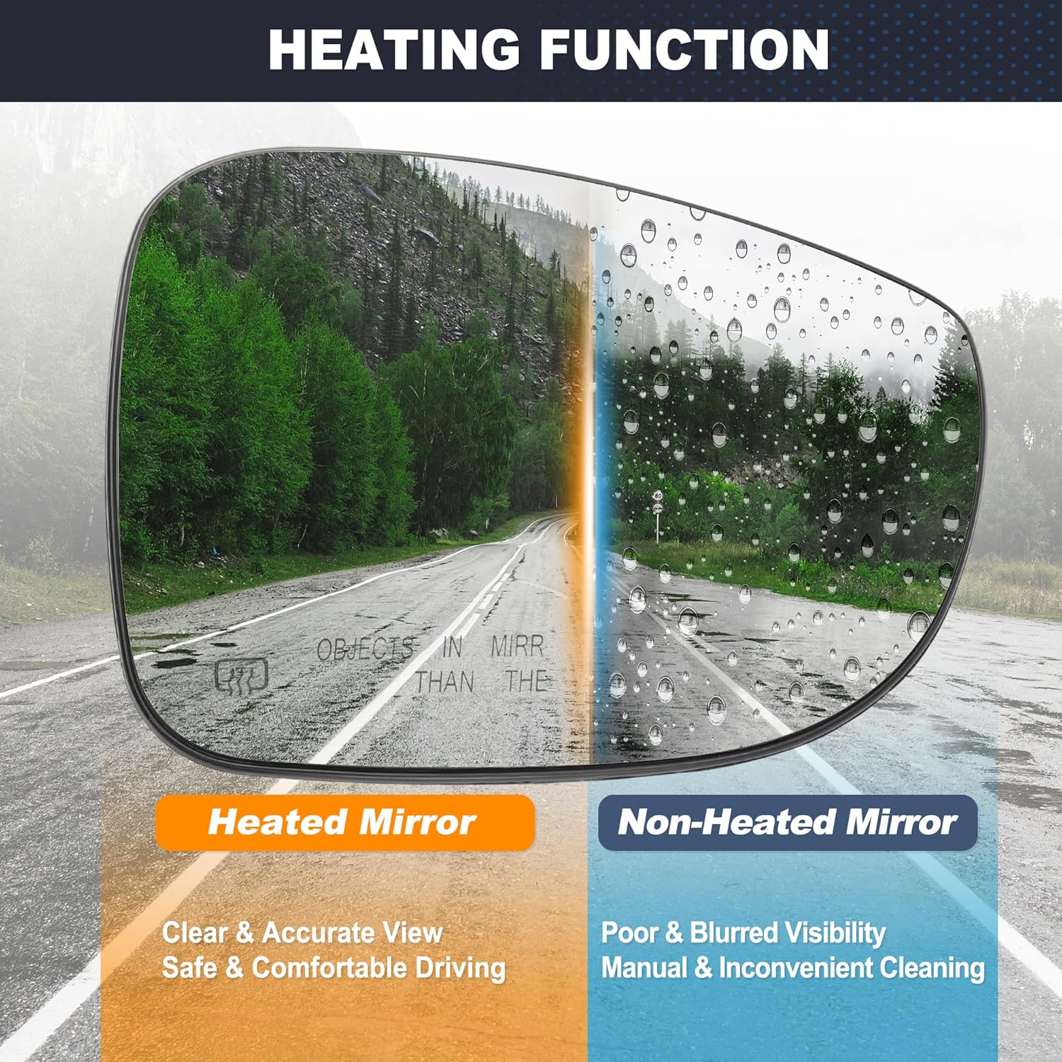 Right Side Heated Mirror Glass for Chrysler Pacifica 2017-2025, for Chrysler Voyager 2020-2024, Car Rear View Wing Mirror Glass with Blind Spot Detection, No.68318282AA/68318282AB