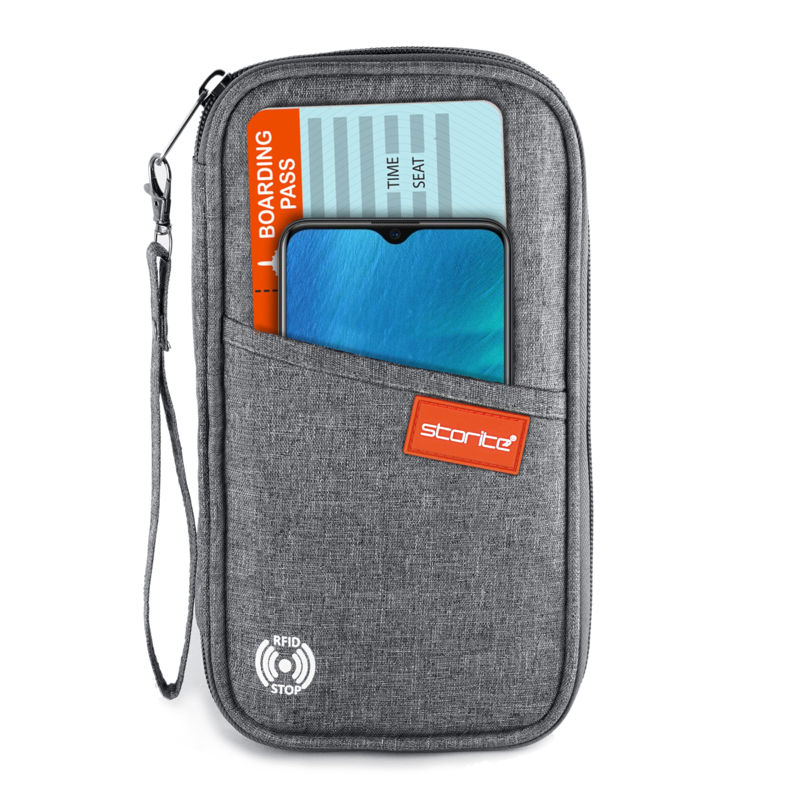 Storite Soporte de nailon para pasaporte para tarjetas de crédito, Gris, 1 Pack-RFID Grey, Casual