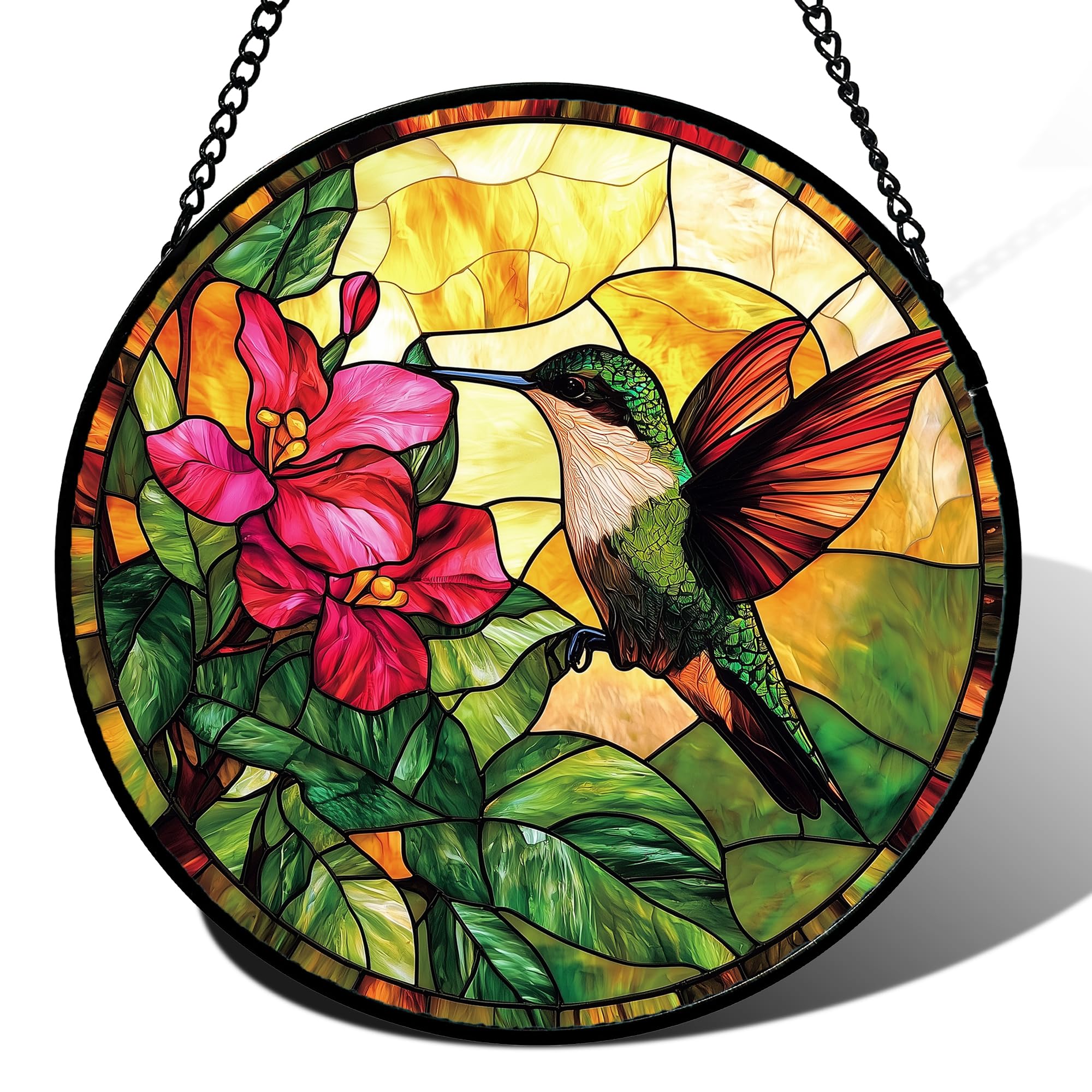 Stained Glass Window Hanging Hummingbird Suncatcher Gifts for Women 15"