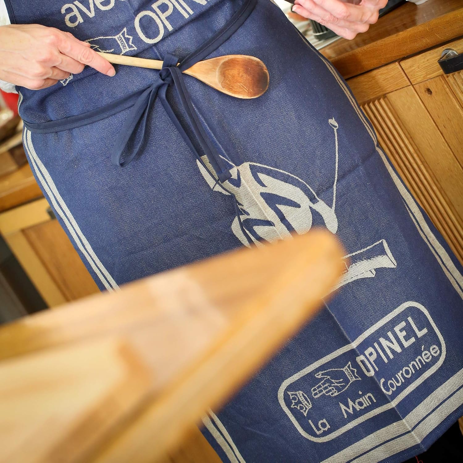 Opinel Kitchen Apron for Adults, Blue, Cotton - Image 3