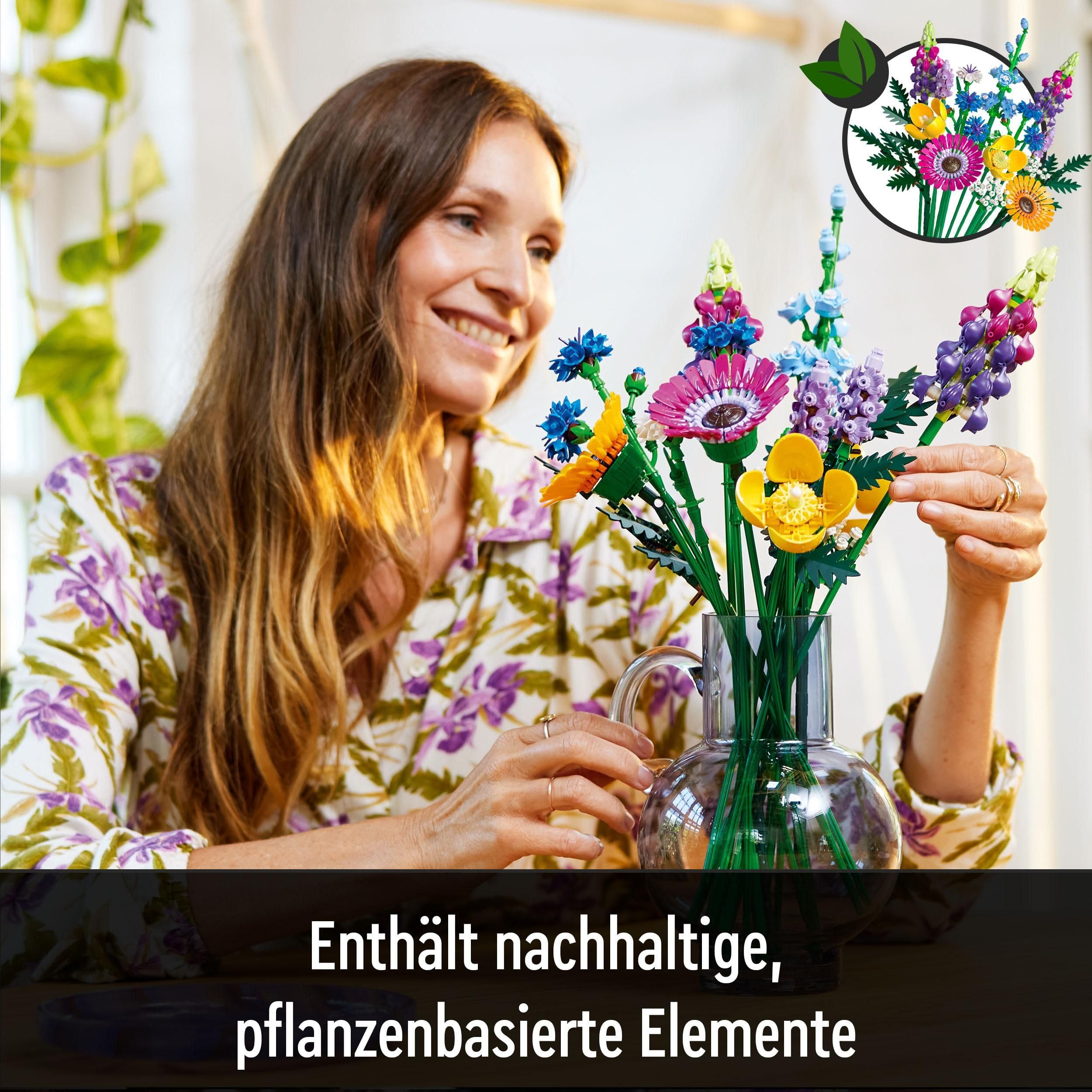 LEGO Botanicals Wildflower Bouquet Set - Artificial Flowers with Poppies and Lavender - Crafts kit for Adults - Home Office Décor Gifts for Women and Men - 10313