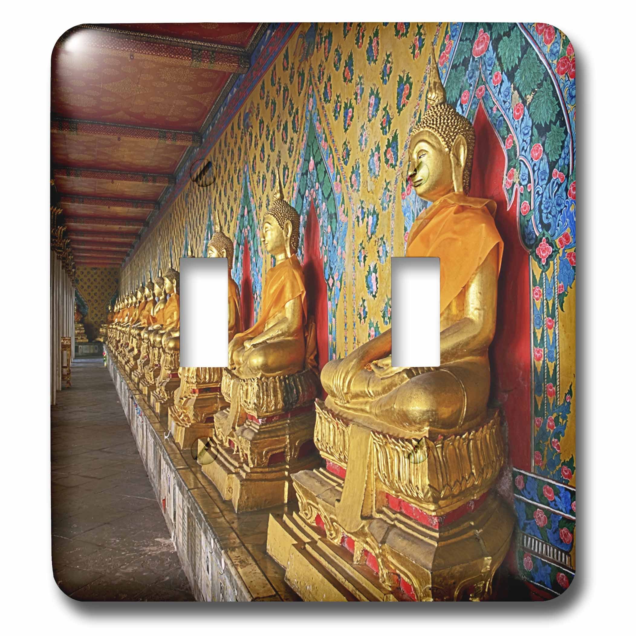 Interrupteur double déco Bouddha cache plaque murale usée motif Wat Arun