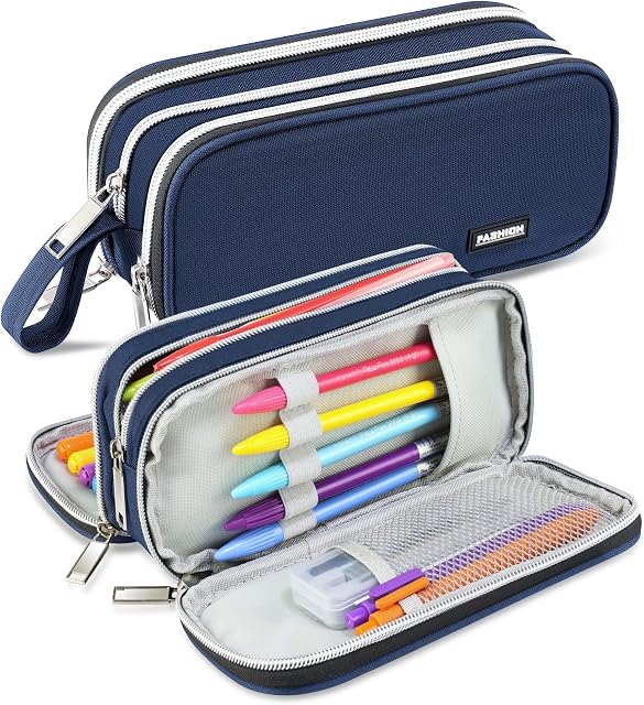 HOOMIL Pencil Case, Big Capacity Pencil Pouch Bag Large Storage Organizers for Middle School, College Students, Teen Girls Boys - Blue