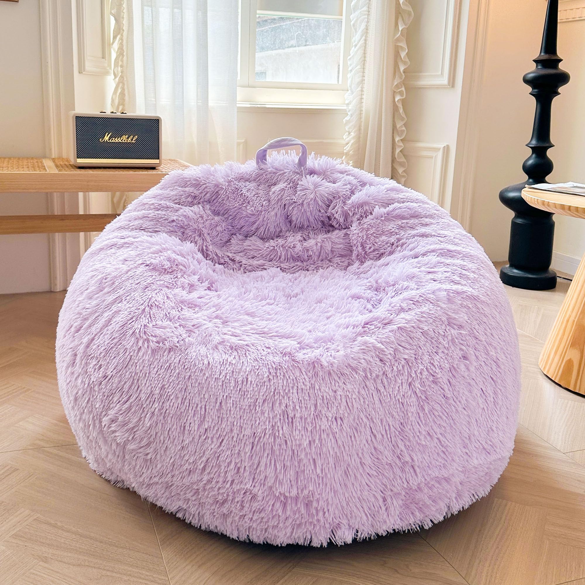 Lilac Bean Bag Xege Faux Fur Comfy Bean Bag Cover For Living Room