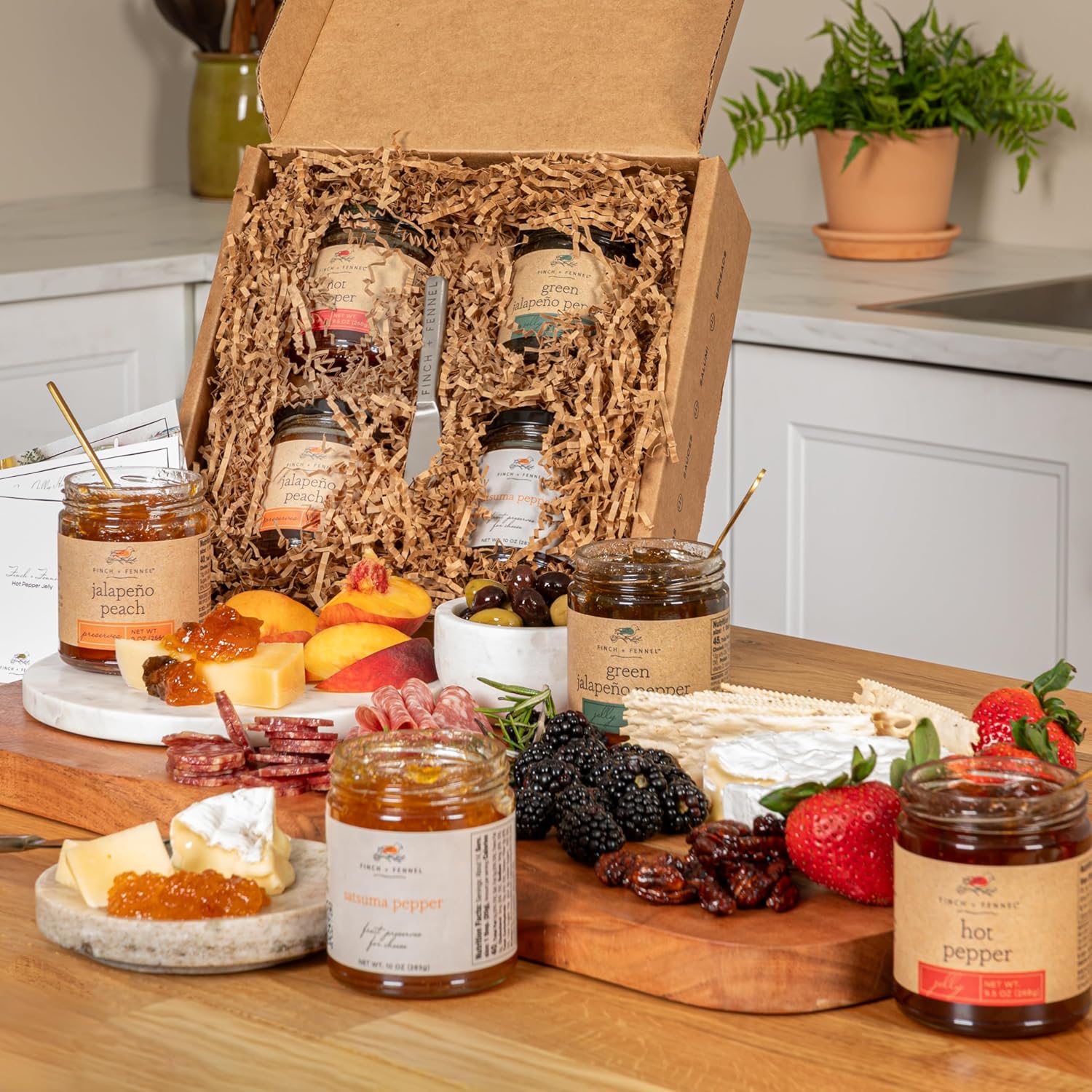 Finch + Fennel 5 Piece Hot Pepper Jelly Sampler Pack Gift Box