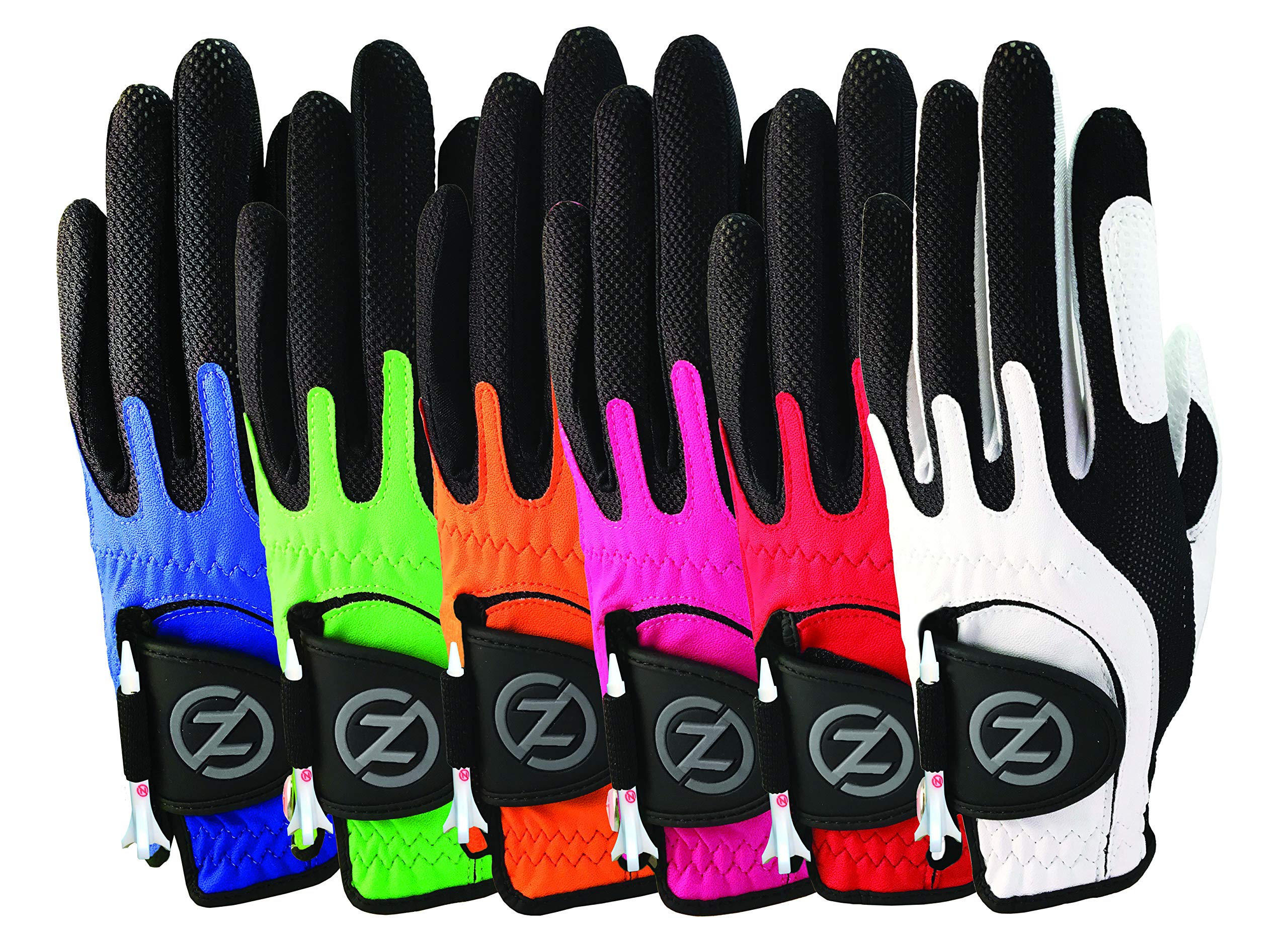 Zero Friction Guantes de Golf sintéticos de Ajuste Universal para jóvenes, Paquete de 6, Talla única, Multicolor