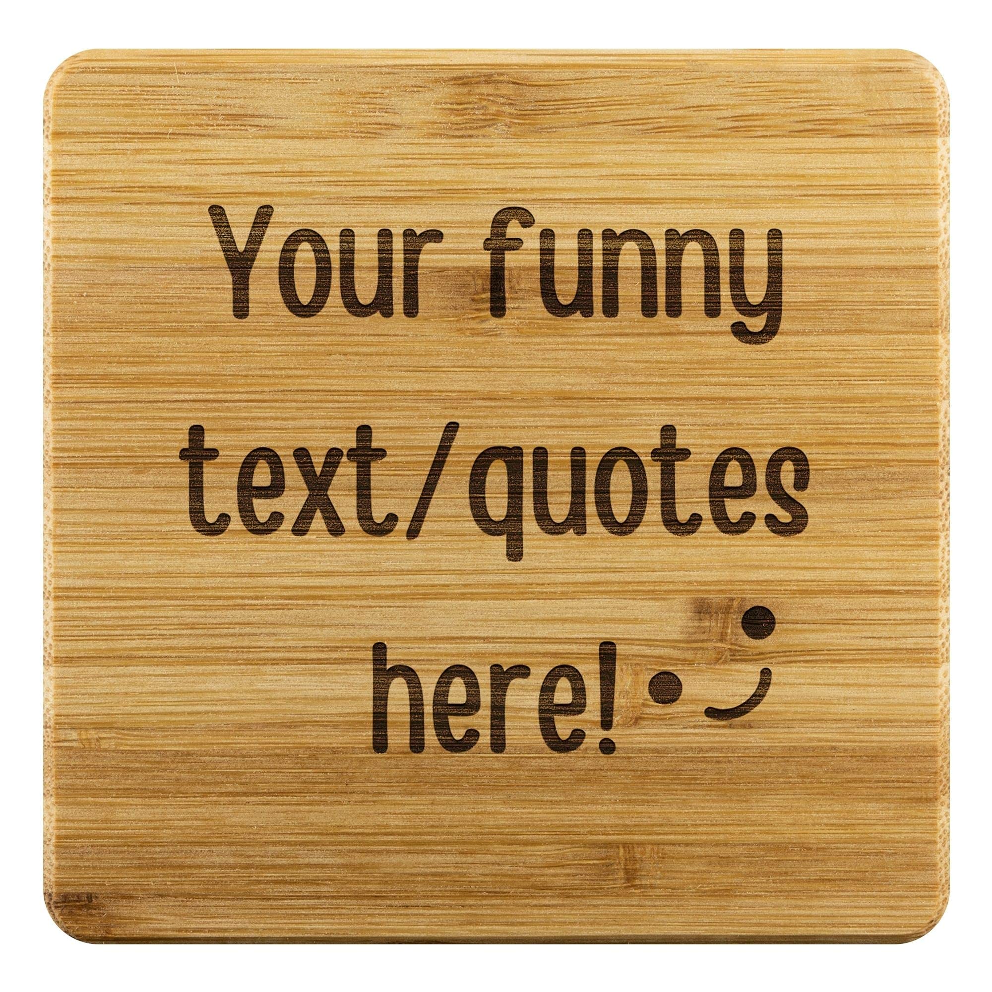 Posavasos cuadrados de madera personalizados para mesas de café con texto, posavasos personalizados para bebidas, regalos de inauguración de la casa para el nuevo hogar, posavasos de madera de bambú,