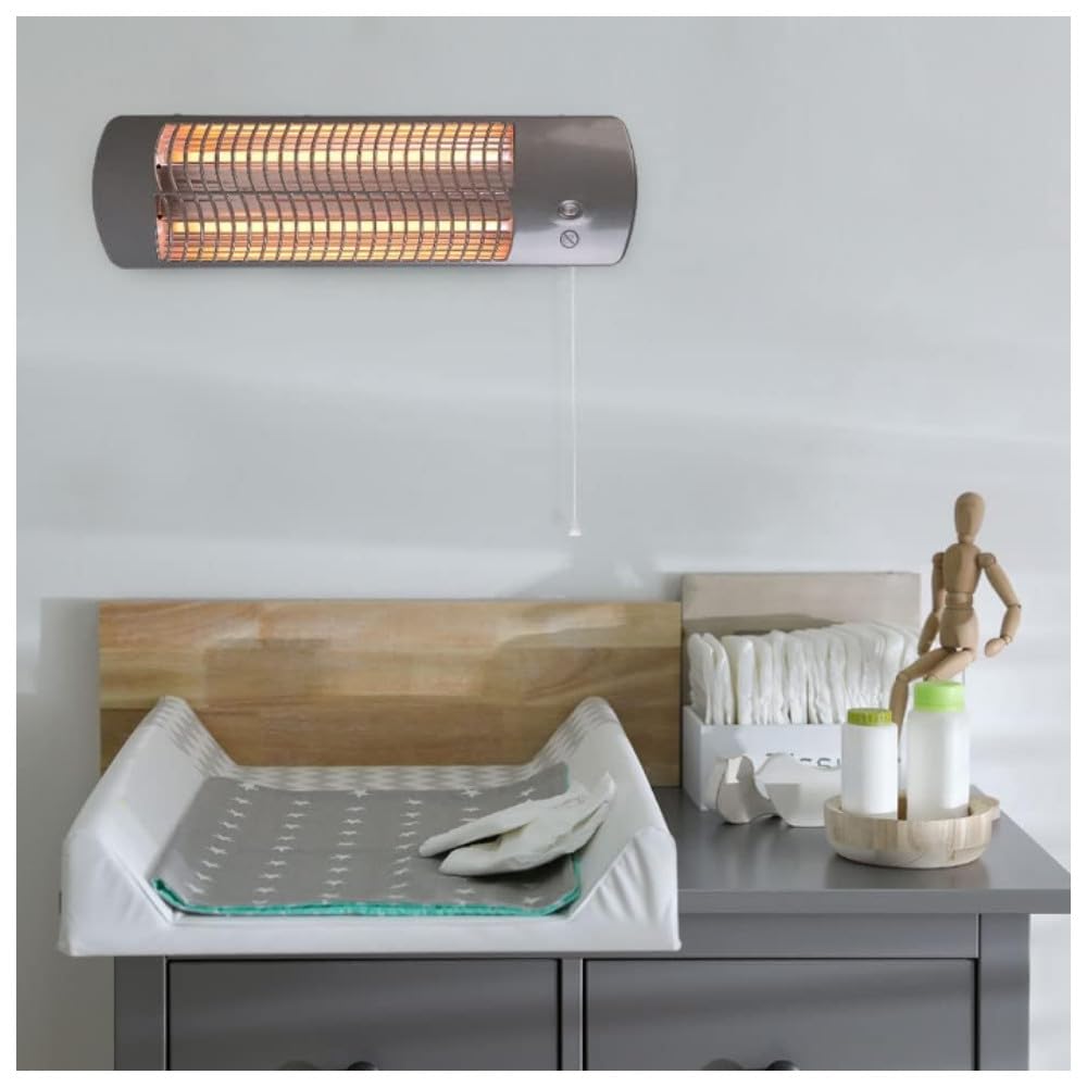 Eurom Riscaldatore elettrico da bagno | 1200 W | flessibile per interni e patio | Livelli di calore regolabili | Resistente agli spruzzi | Calore rapido e piacevole | Risparmio energetico