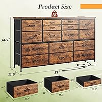 Vista 2 de Dresser for Bedroom with 16 Fabric Drawers Long Dresser with Charging Station TV Stand for 60" TV Dressers & Chest of Drawers for Bedroom, Living
