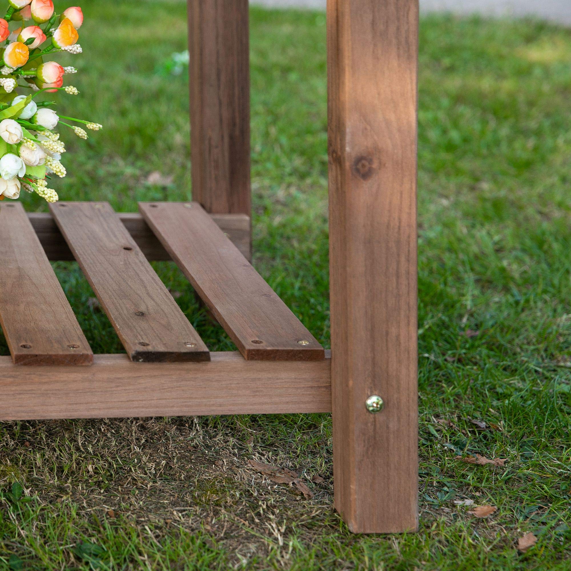 Outsunny Huerto Urbano con Estantes Jardinera Elevada de Madera Maciza para Cultivo Flores Verduras Hierbas 123x54x80 cm Marrón