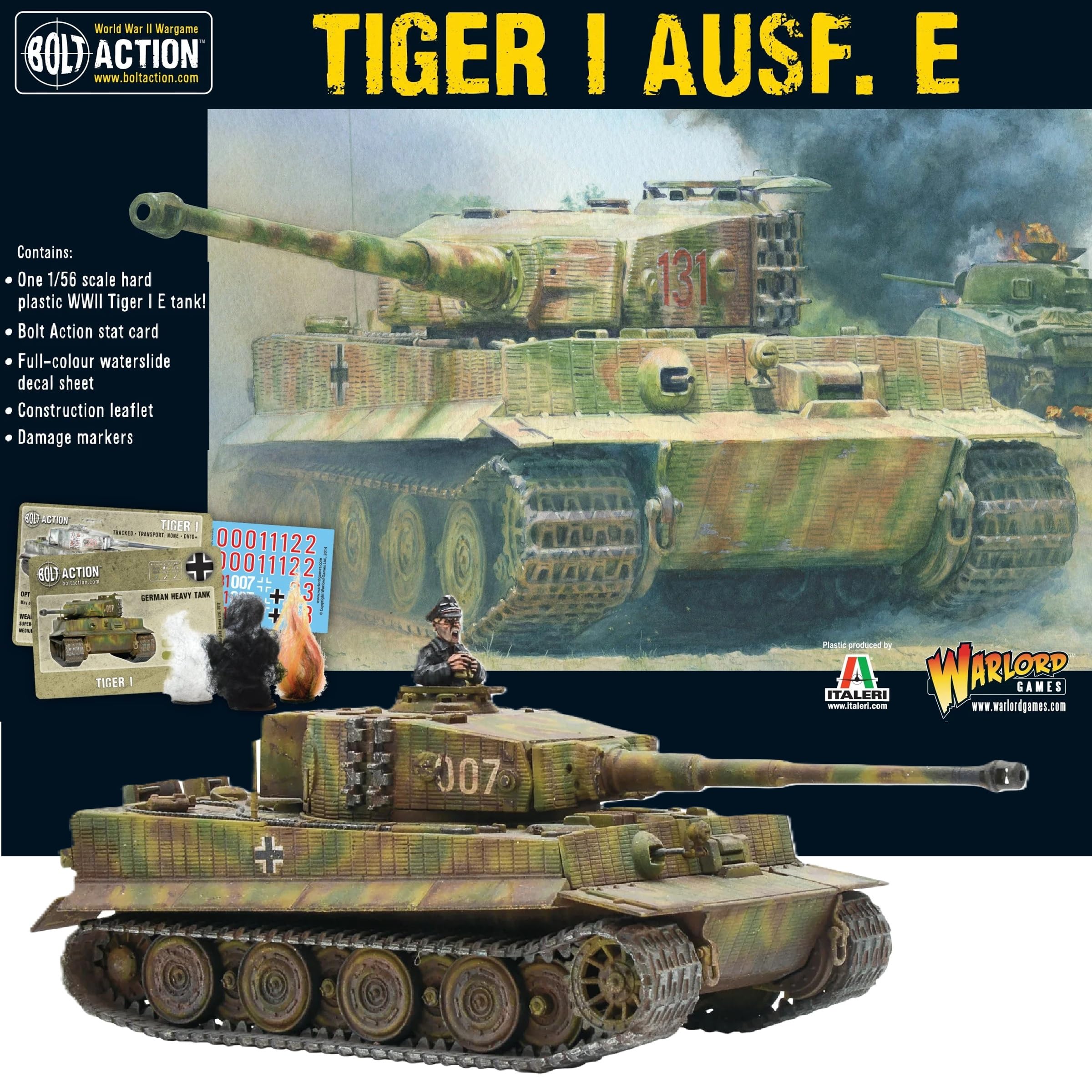 Warlord Games Tiger I Ausf. E - 1:56 / 28mm German Army Plastic Scale Model Tank Kit for Bolt Action Highly Detailed World War 2 Miniatures