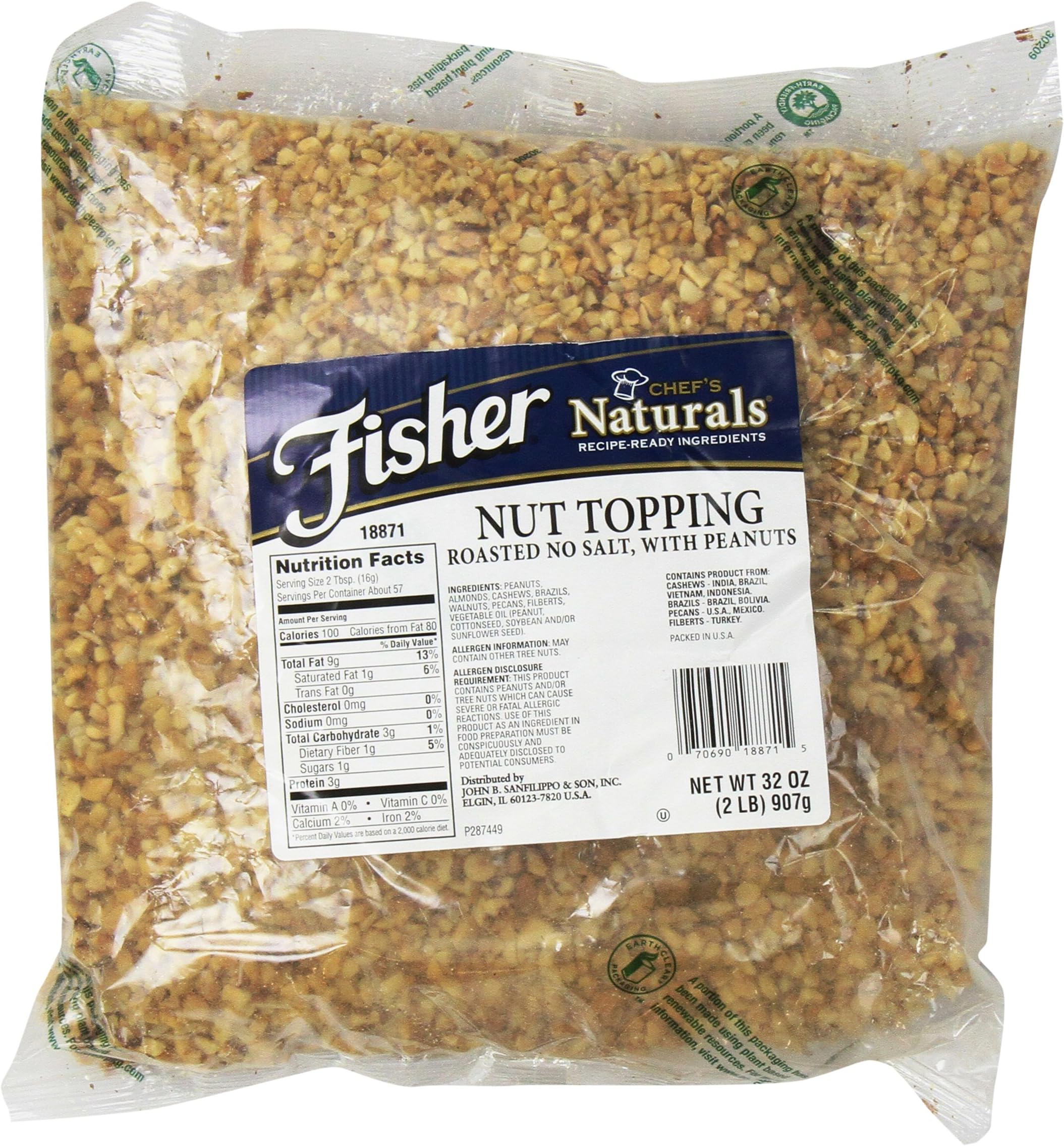 Deluxe Nut Topping - 30% Peanuts, 2-Pound Packages (Pack of 3)