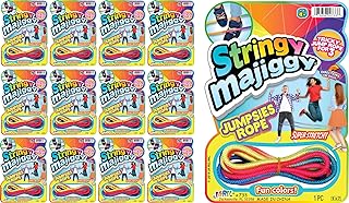 Elastic Chinese Jump Rope (12 Skipping Rope) Colorful Stretchy Jump Rope for Kids. Boys and Girls Party Favor. Physical Education Equipment. F-733-12s