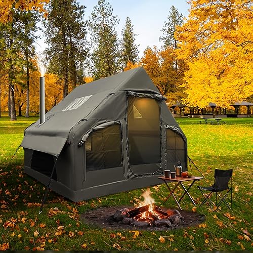Miniatura 8 de Large Luxury Inflatable Camping Tent,Wind & Rain Resistant,Breathable & Durable Wear-Resistant Fabric,Built-in Stove Jack,Fast Setup with