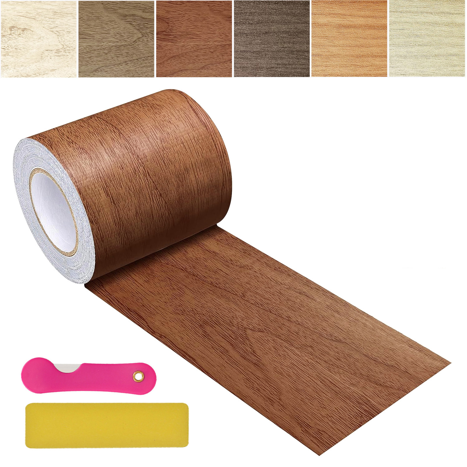 ZERNBER Wood Grain Repair Tape, 2.4inch X 32ft Self Adhesive Wood