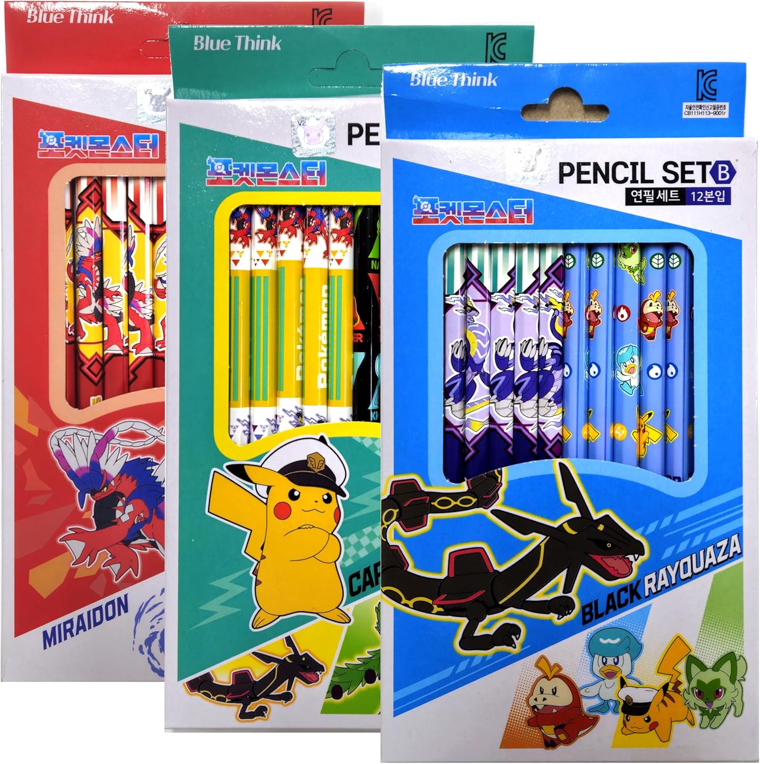 Pack of 12 - Pokemon Pencil B Lead Wooden Pencil 3 Colors