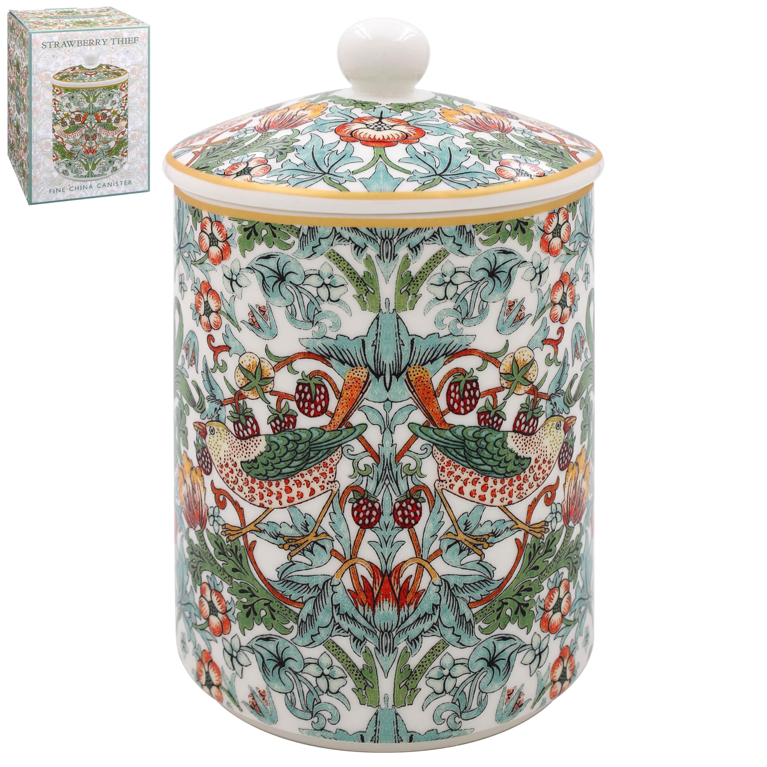 The Leonardo Collection William Morris Strawberry Thief Canister For Kicthen | Kitchen Organizers Storage Containers For Home & Gift | Ideal Storage Jars For Biscuits Honey Green Tea & All