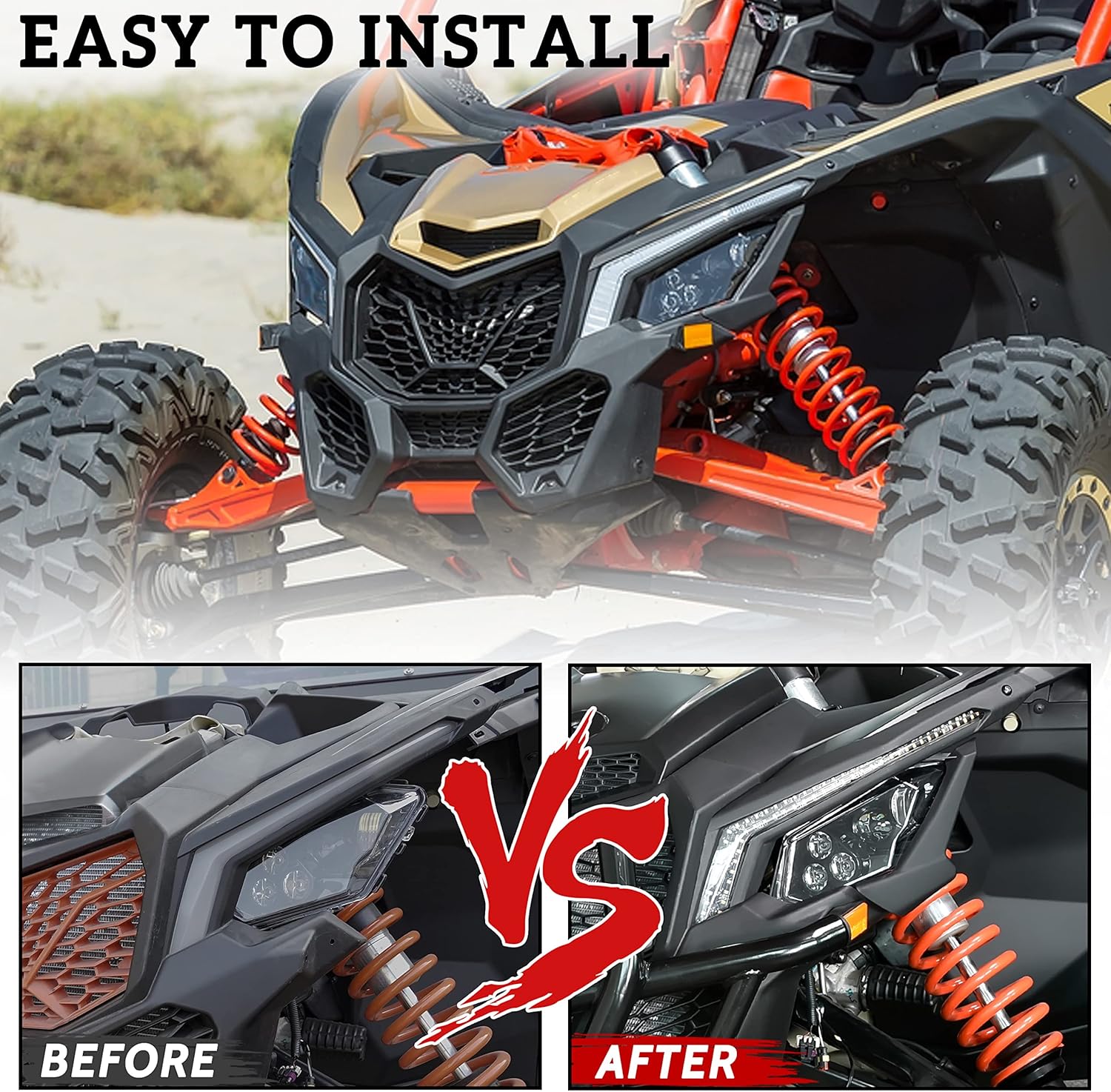 SAUTVS Left & Right Headlight Covers Trim for Can Am X3, Front Head Lamps Head Light Cover Bezel for Can-Am Maverick X3 XDS XRS Max Turbo R 2017-2025 Accessories (2PCS, Replace #705010628,705010629)