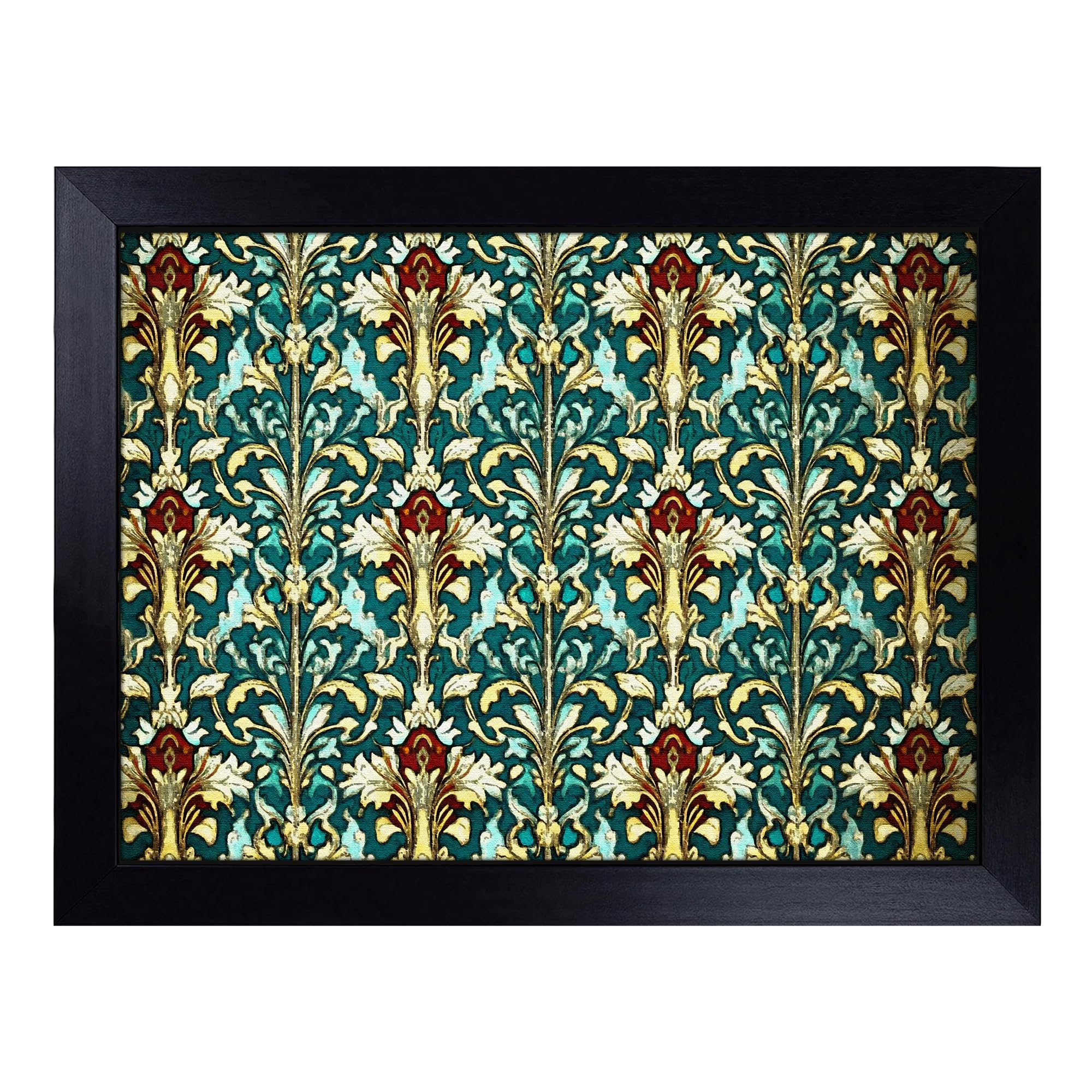 William Morris Style Floral Vol.4 | Lap Tray with Padded Cushion, Portable Surface with Bean Bag Base, Perfect Surface for Working, Crafting, TV Eating and Laptop Use